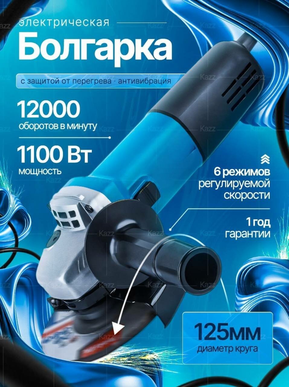 Болгарка 125 мм электрическая с регулировкой оборотов УШМ