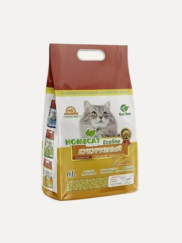 Изображение товара Наполнитель комкующийся для животных Homecat Ecoline Кукурузный,6л/2,8кг
