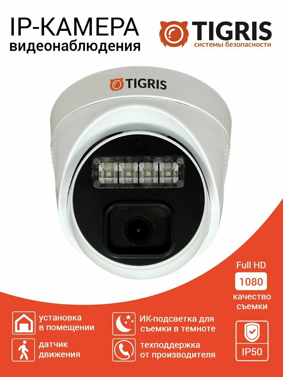 Внутренняя IP-камера видеонаблюдения TGB-IPD02PT с микрофоном и PoE