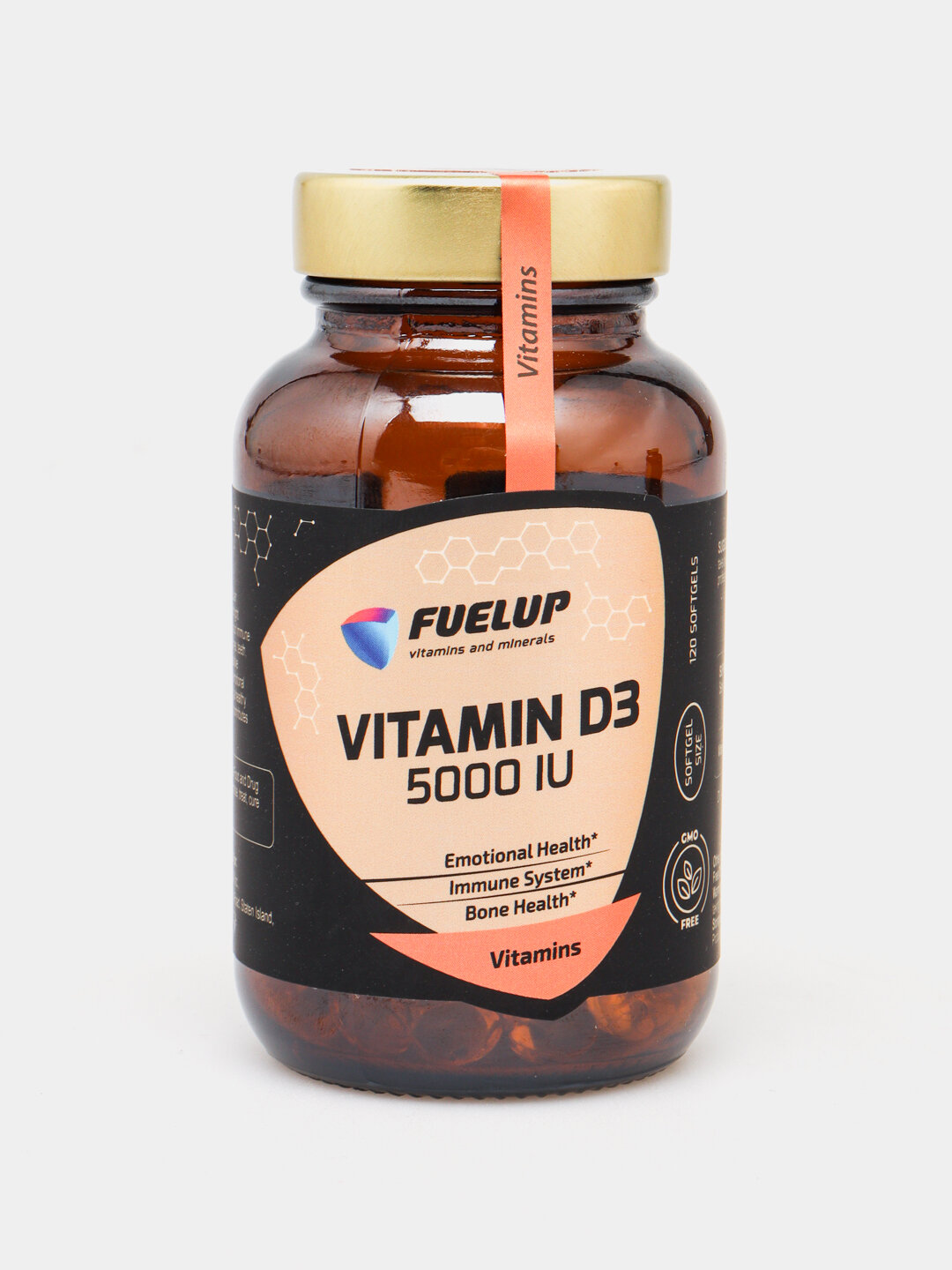 Витамин Д3 5000 ед Vitamin D3 120 софтгель FuelUP стекляная упаковка