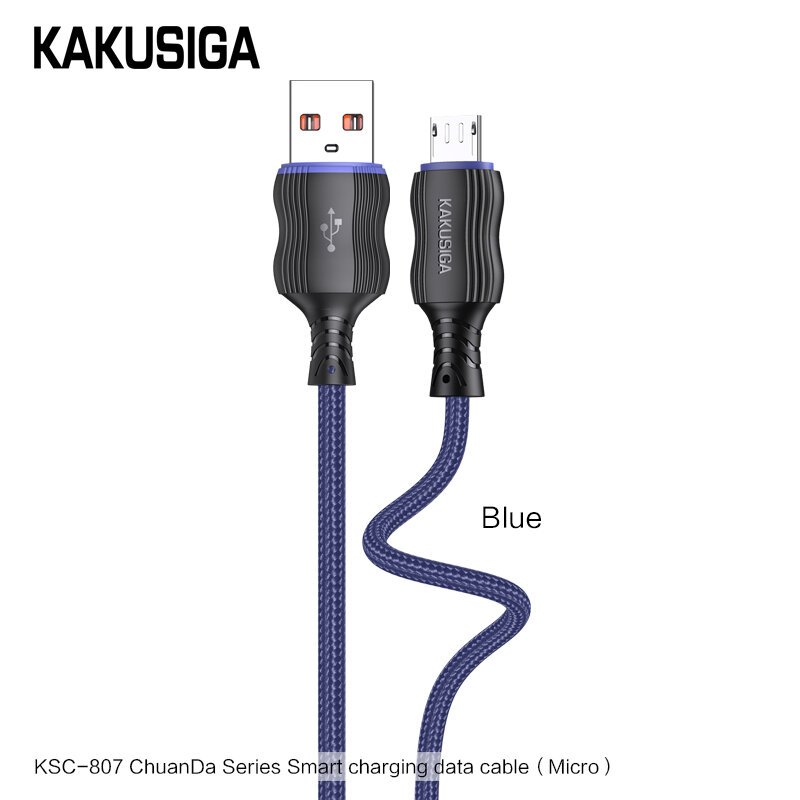 USB кабель KAKUSIGA KSC-807 Micro, синий, для быстрой зарядки и синхронизации данных