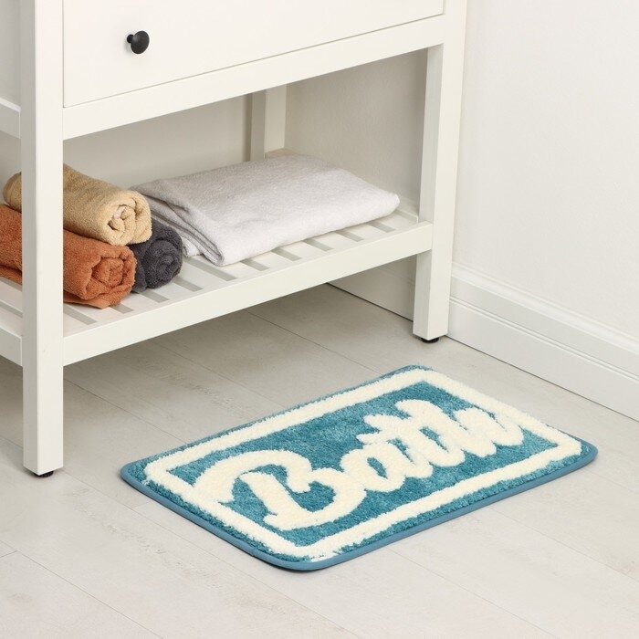 Коврик для ванной и туалета 40х60 см цвет голубой