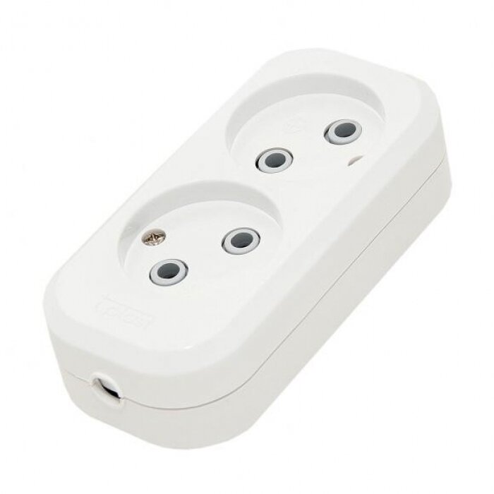 Колодка T PLAST 32 75 220 0400  2 гнезда  без заземления  белая  IP20