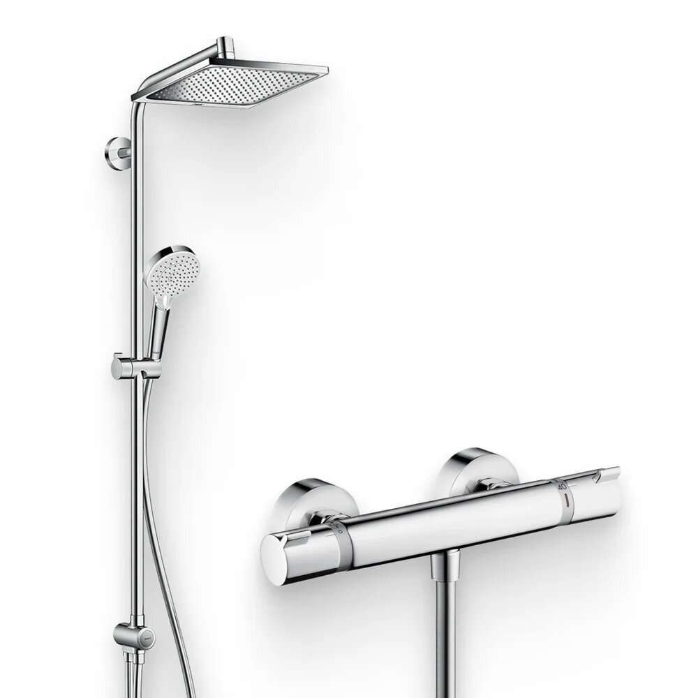 Душевой комплект Термостат Hansgrohe Ecostat Comfort 13116000 для душа / Стойка Crometta E 240 1jet Showerpipe Reno 27289000 EcoSmart