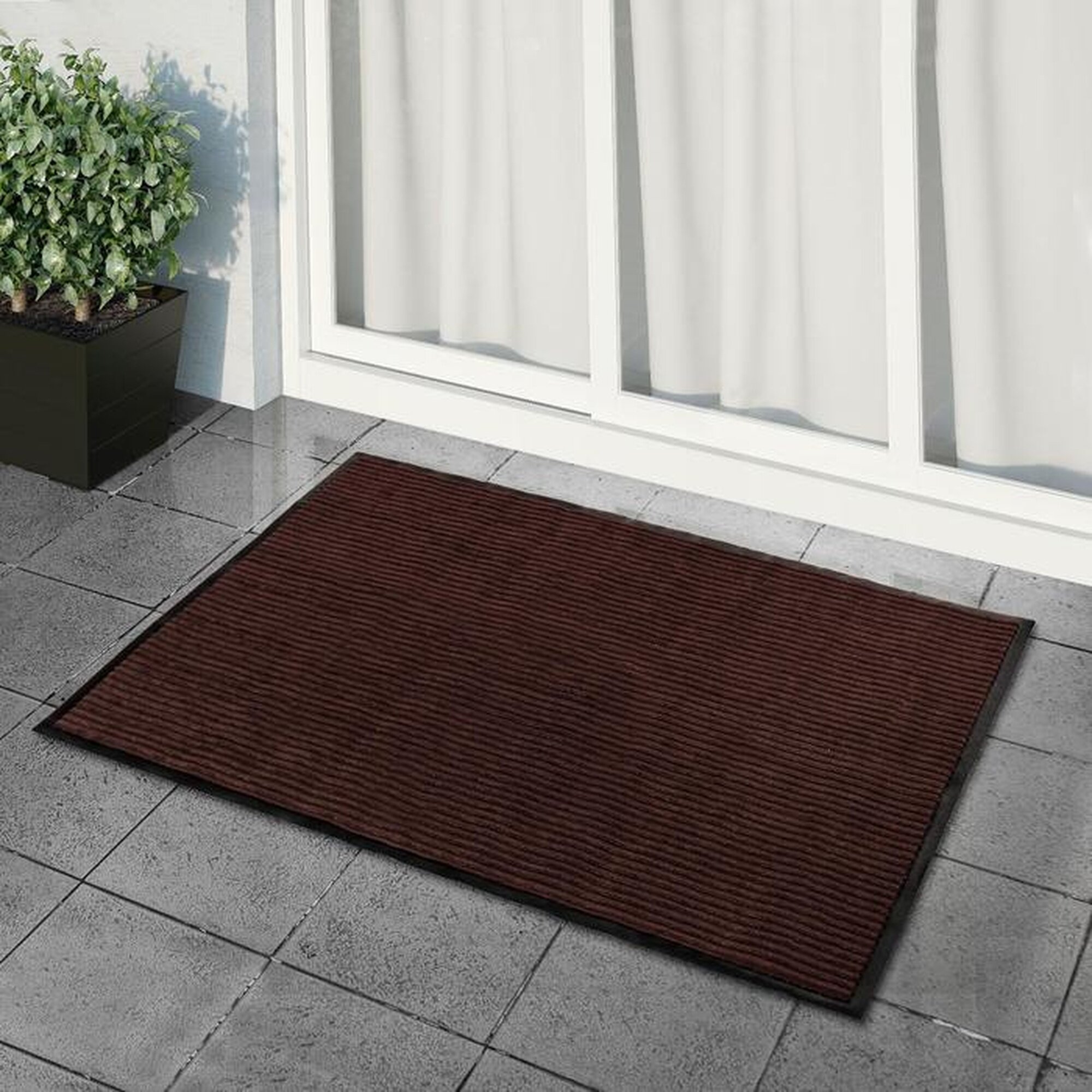 Коврик придверный влаговпитывающий ребристый «Стандарт» 120×150 см цвет коричневый