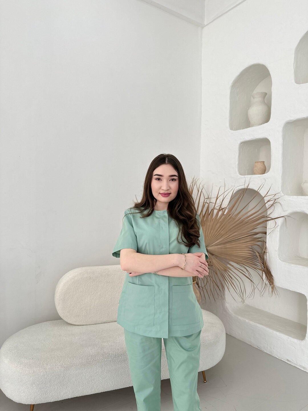 Женский медицинский костюм из лавсана с коротким рукавом от easYOUform — фото 1