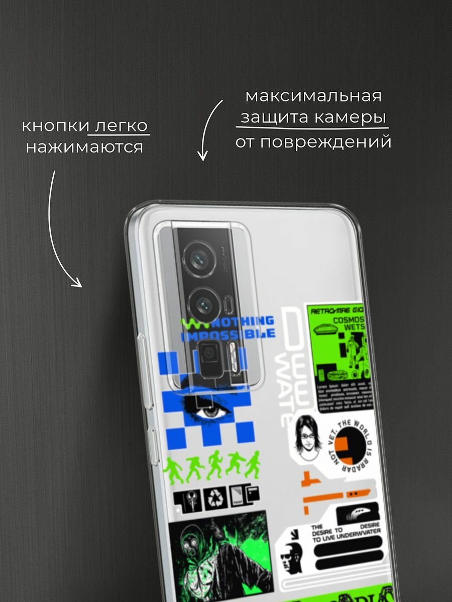 Чехол на Xiaomi Redmi K60/Poco F5 Pro / Редми К60/Поко F5 Pro с принтом "Nothing impossible", прозрачный — фото 1