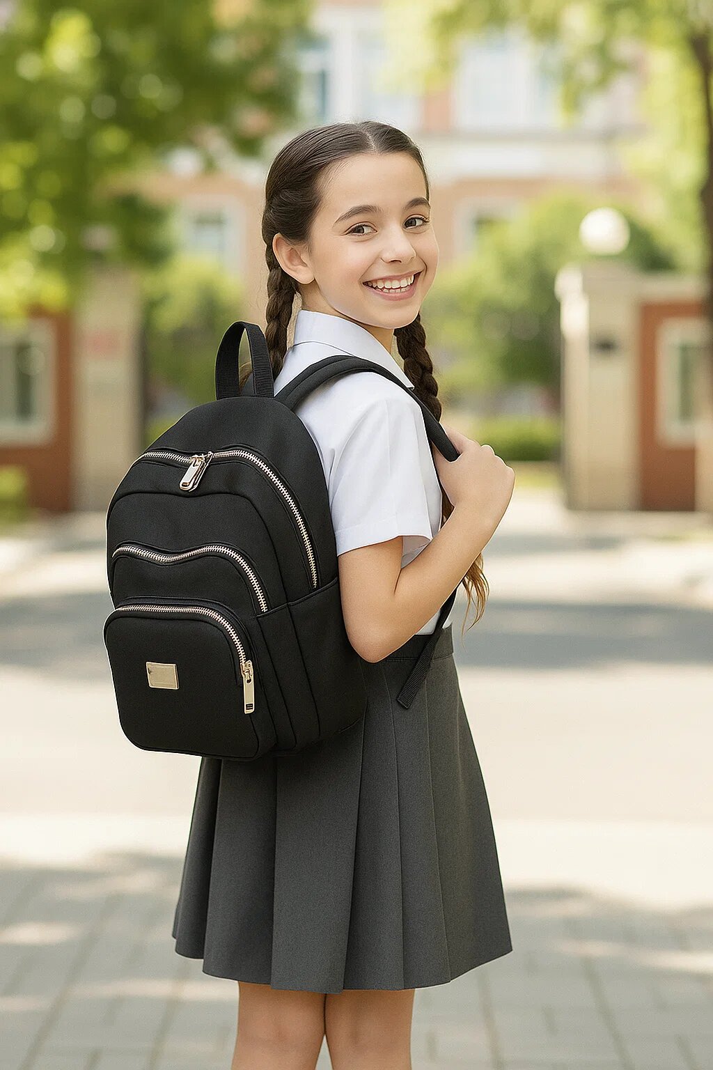 Сумка-рюкзак , фактура гладкая, черный — фото 1