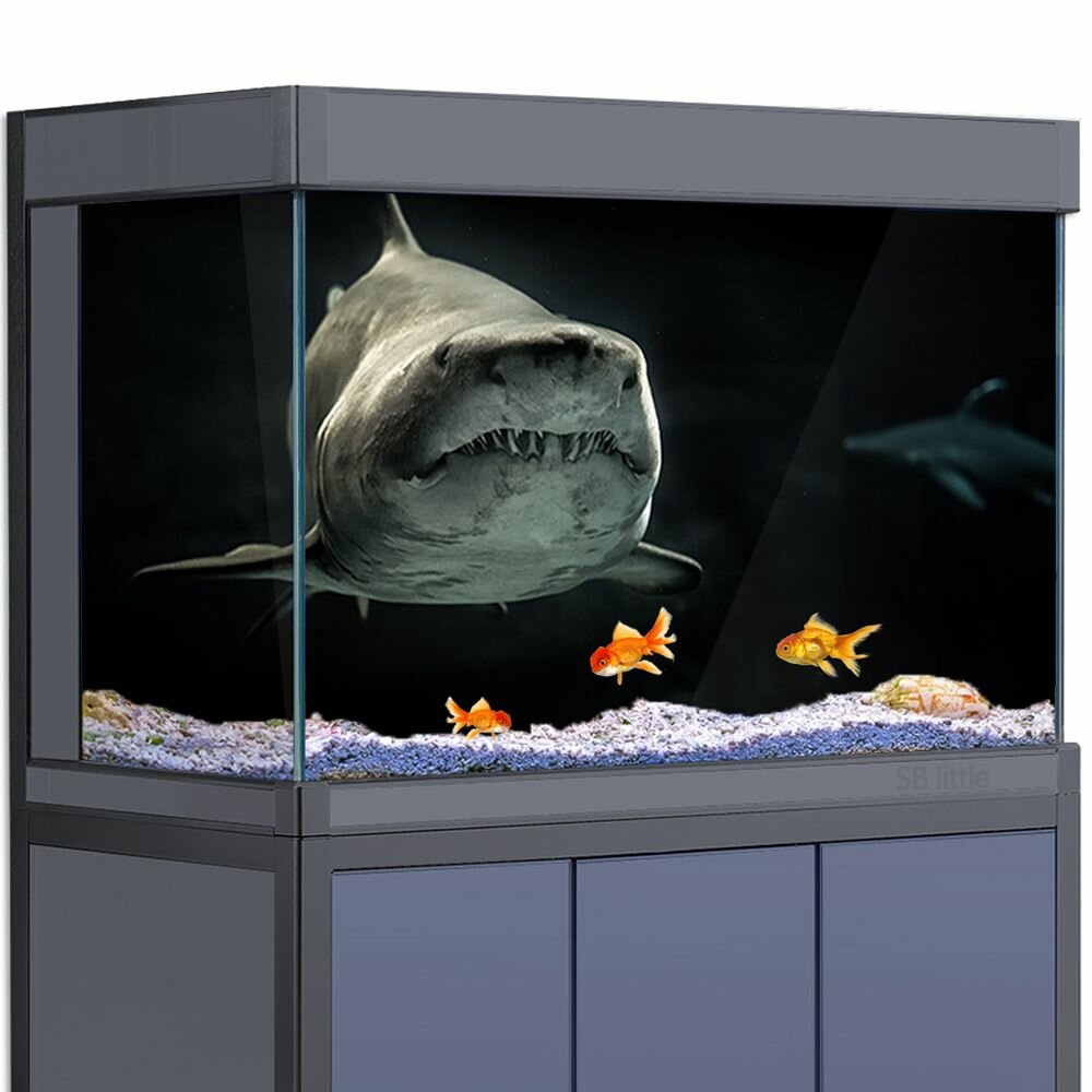 Фон для аквариума Декорации Подводная акула черная 100x50см