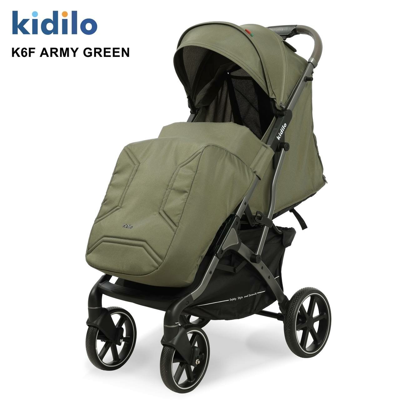 Прогулочная коляска Kidilo Pierre Cardin, зеленая, для детей от 0 до 5 лет