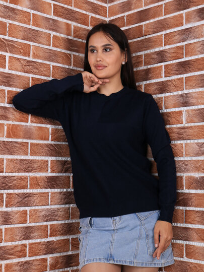 Свитер , размер OneSize, темно-синий — фото 1