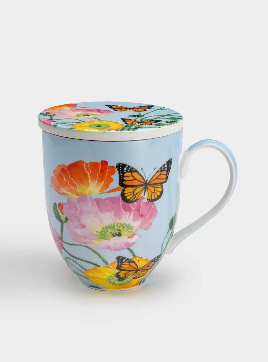 Кружка 400 мл с подставкой Маки