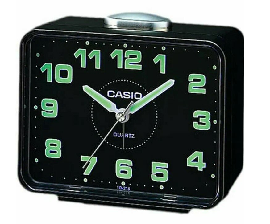 Будильник Casio TQ-218-1D кварцевый с функцией snooze пластик арабские цифры черный