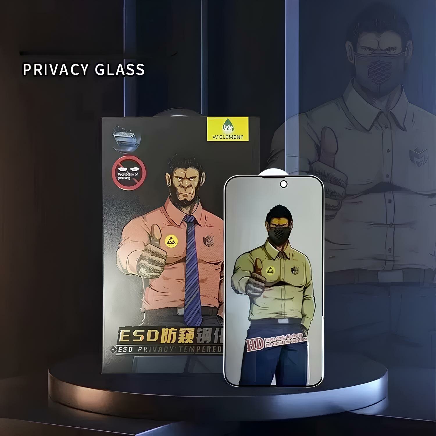 Закаленное стекло Gorilla , антишпион, для iPhone 14 Pro Max