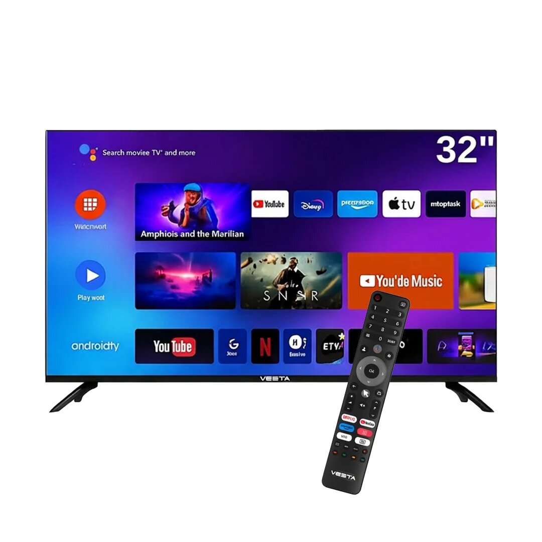 Телевизор VESTA V32NHCH001, голосовое управление, пульт ДУ, черный