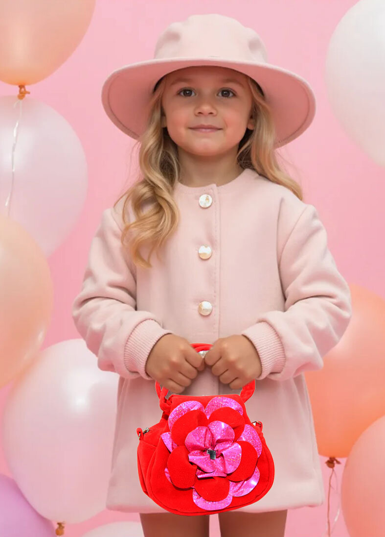 Сумка  Сумочка для девочек, фактура бархатистая, красная снежинка — фото 1