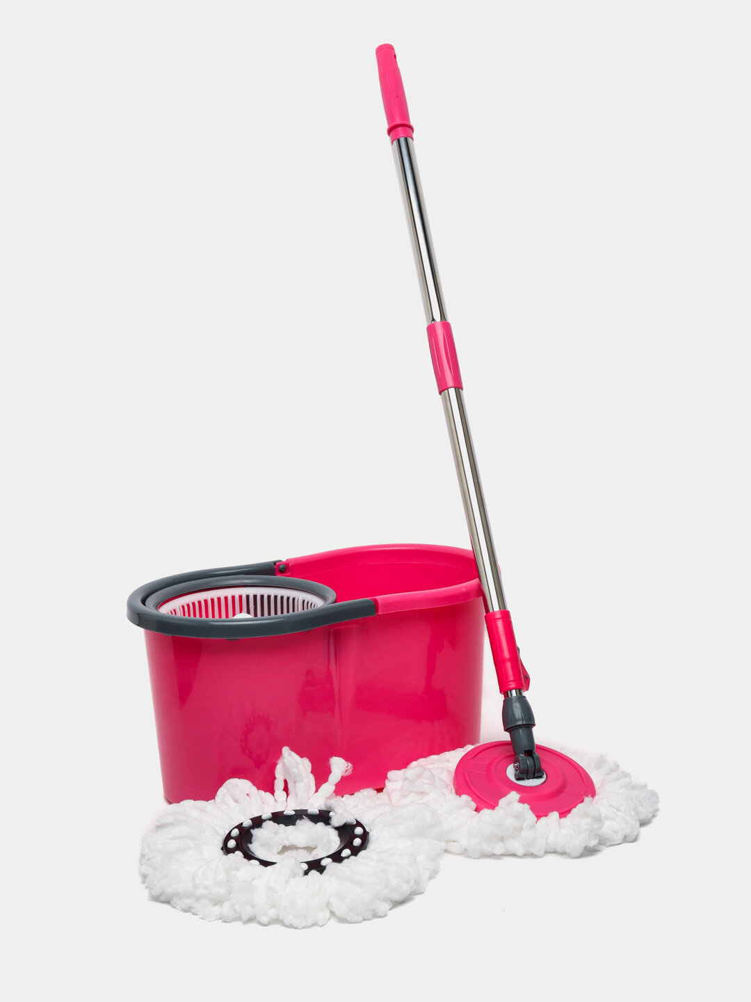 Швабра с ведром с автоотжимом и 2 насадками - Алый