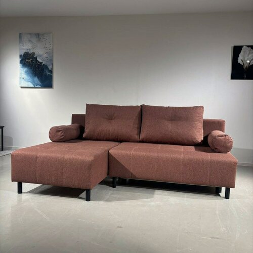 Изображение товара Диван, Диван-кровать Арни угловой, рыжий nice, механизм еврокнижка, взаимозаменяемый угол 195х130х70 см