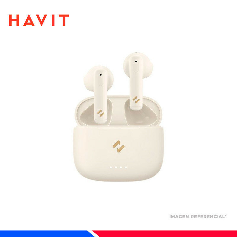 TWS-наушники Havit TW947, Beige white с ENC шумоподавлением, сенсорным управлением, Bluetooth 5.1