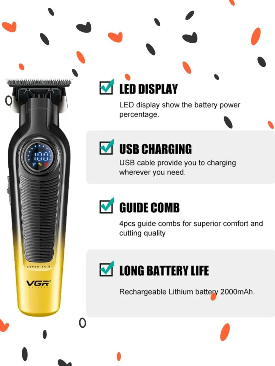 Профессиональный набор для стрижки волос, 2 в 1 для профессиональных барберов от "VGR" — фото 1