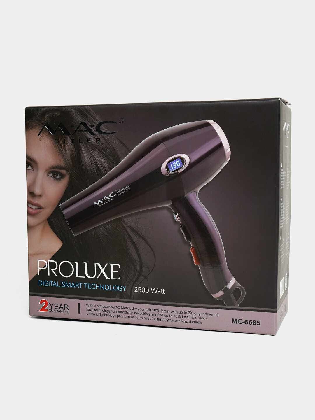 Профессиональный фен для волос "MAC styler" MC-6685, для сушки и укладки с ионизацией , Led Екраном