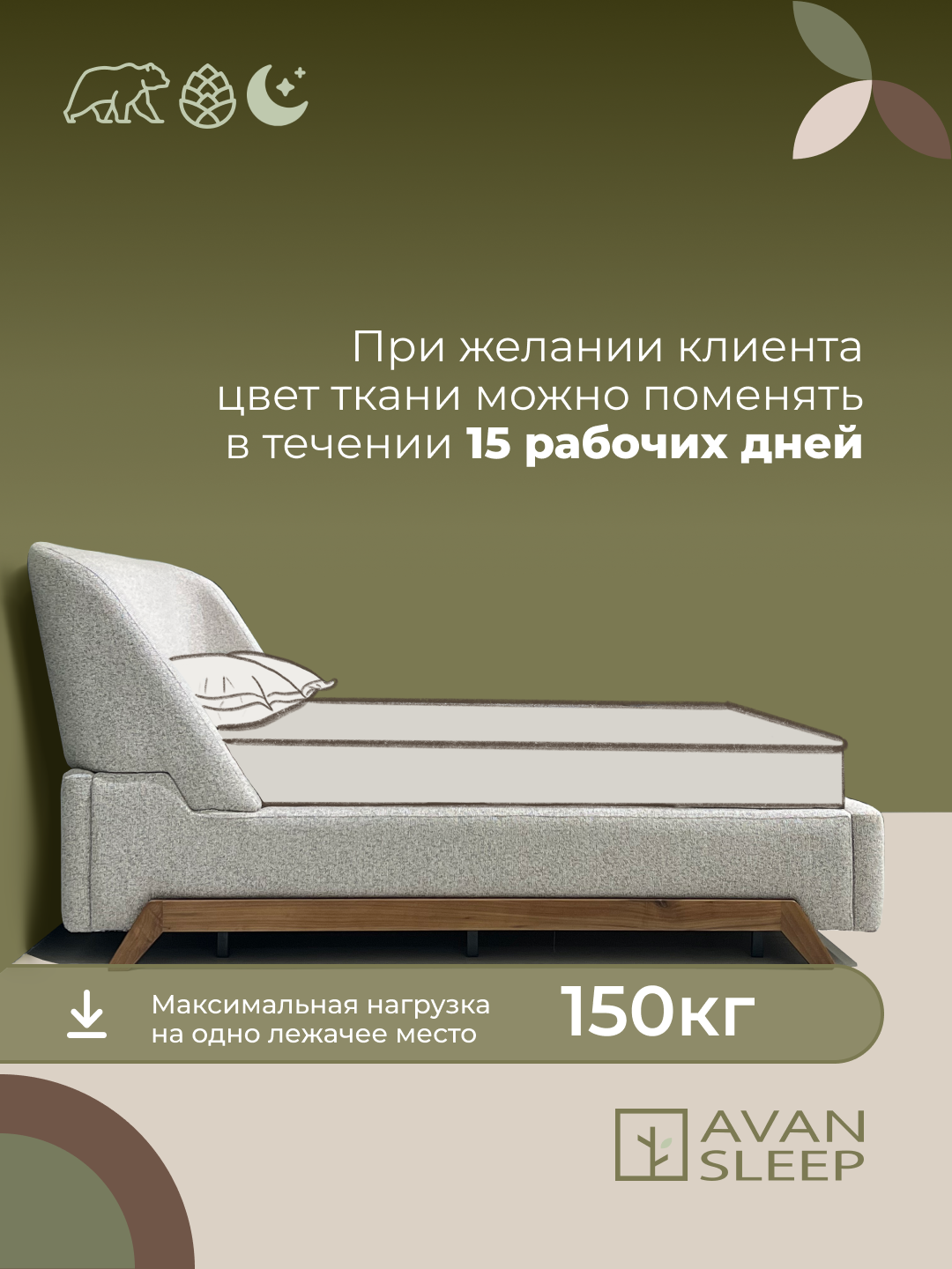 Кровать SOFIA, двуспальная, без матраса. 200x160 / 200x180 см — фото 1