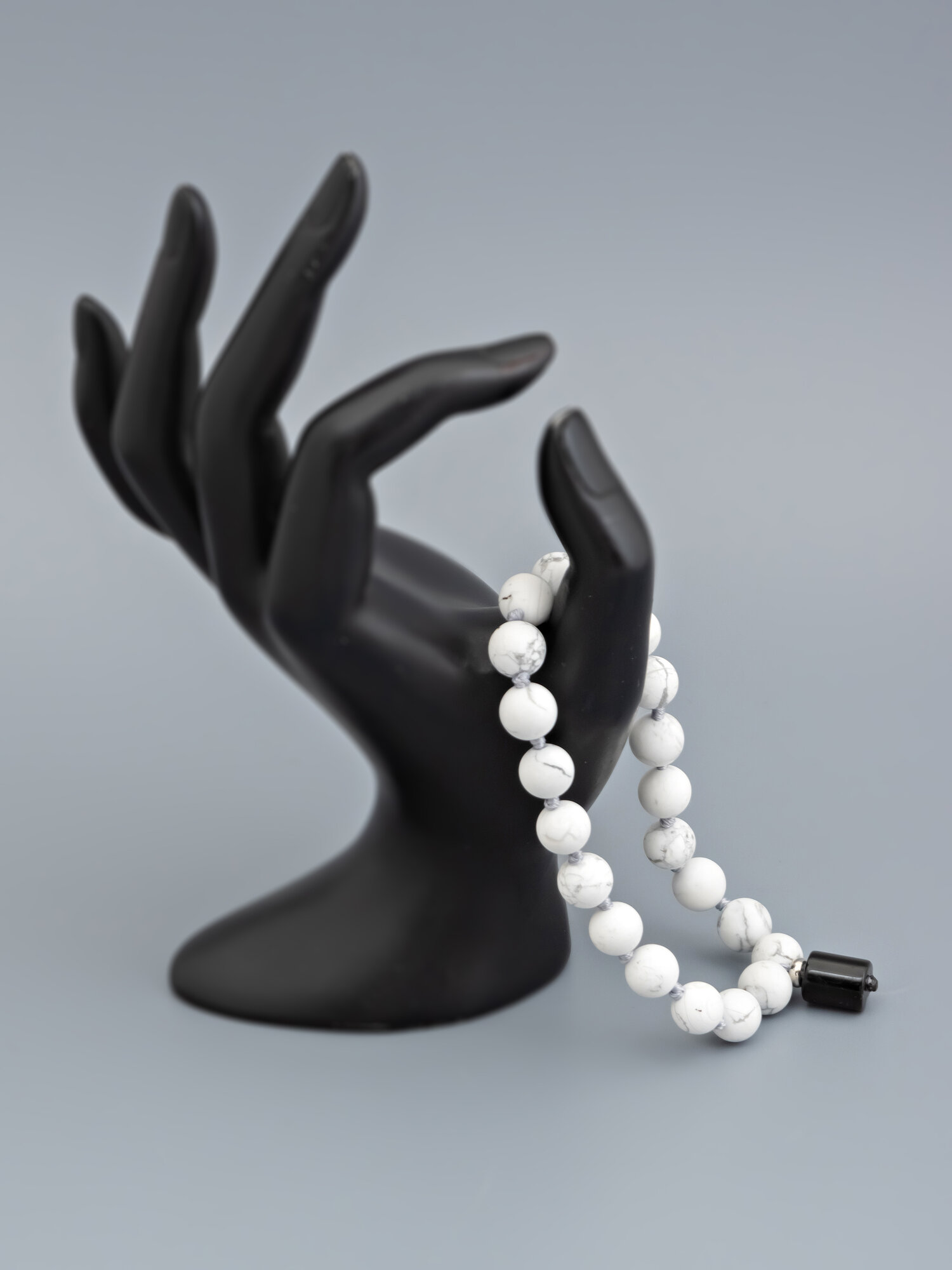 Чётки ЖемАрт, агат, яшма, длина 22 см, серый, белый, черный — фото 1