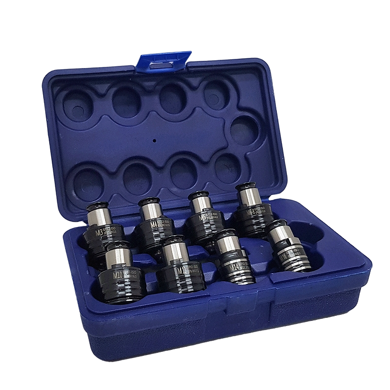 Набор резьбонарезных цанг Partner JIS-GT12, 9шт (М3, М4, М5, М6, М8, М10, М12, М14, М16) с обгонной муфтой для машинных метчиков