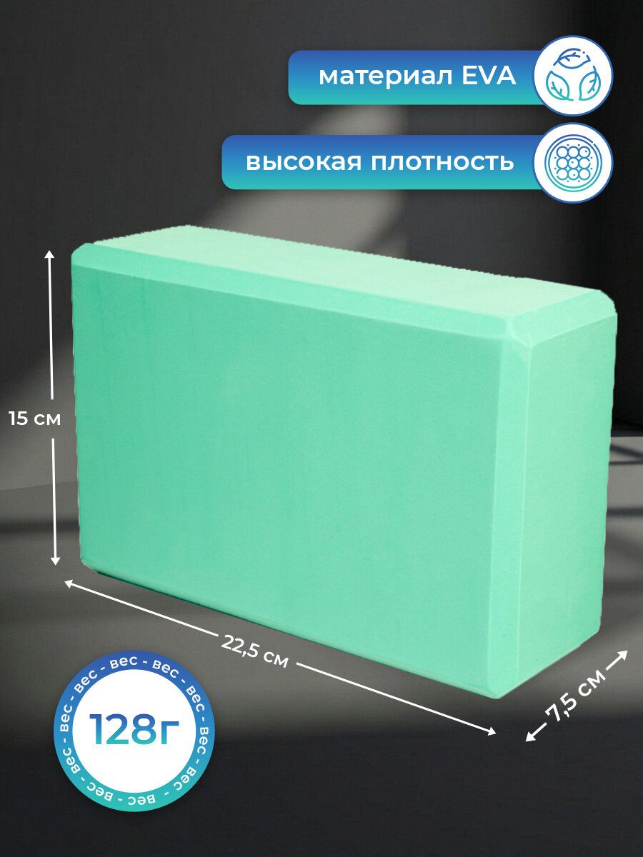 Блок для йоги, кубики для йоги 2 шт, бирюзовый — фото 1