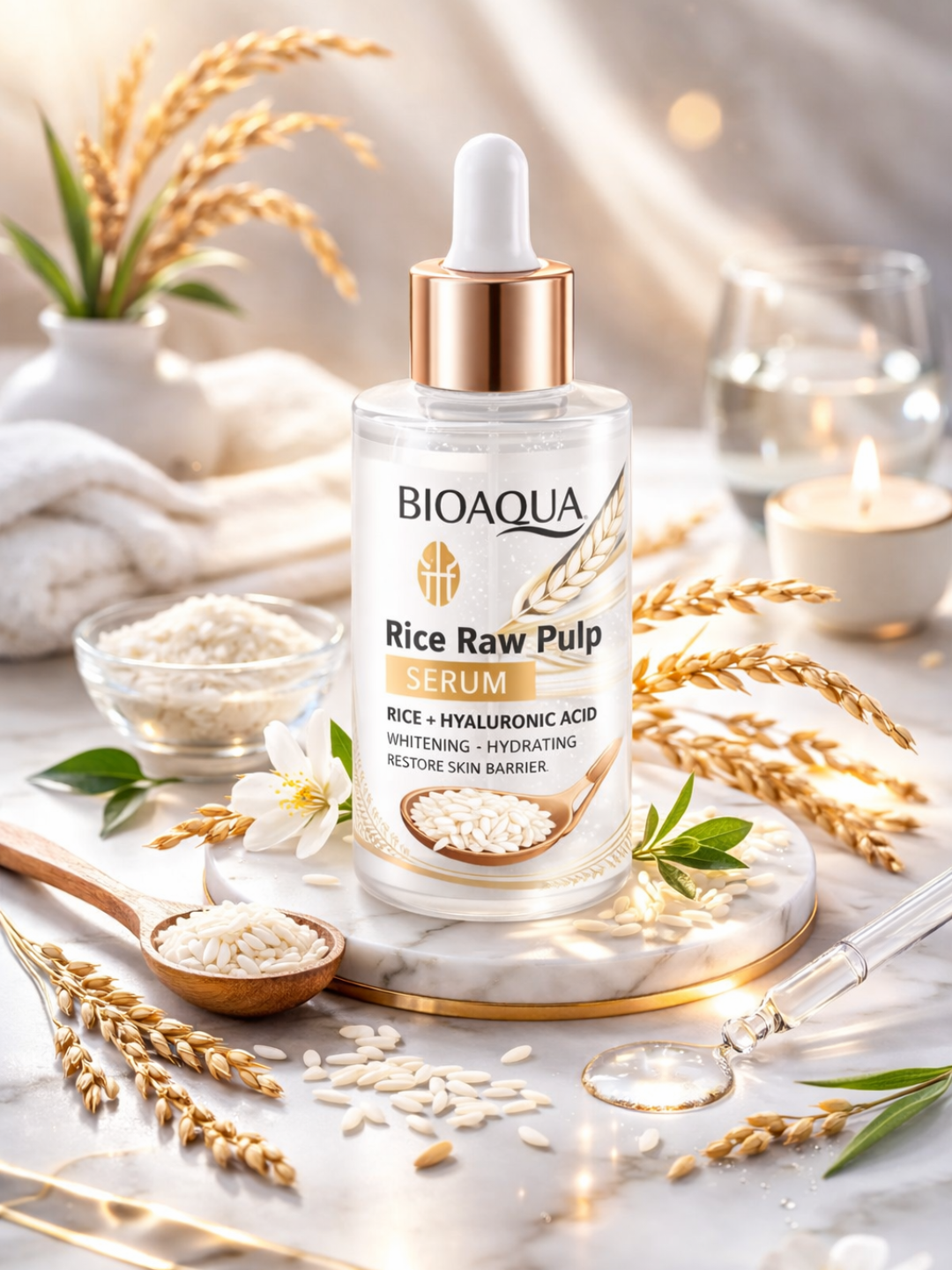 Сыворотка Bioaqua "Rice Raw Pulp", с экстрактом риса, с гиалуроновой кислотой — фото 1