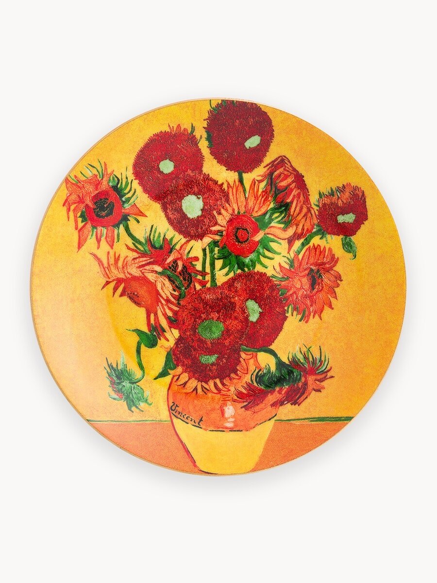 Тарелка декоративная 20х20х2 см Elan Gallery Подсолнухи с крючком и подставкой