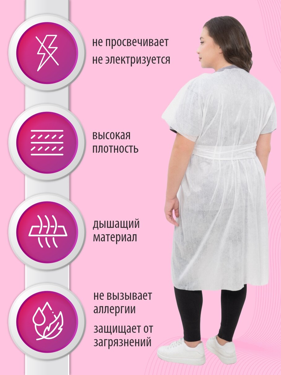 Халат кимоно Амарант медицинский одноразовый из спанлейса 40 гр/м2, 10 шт — фото 1