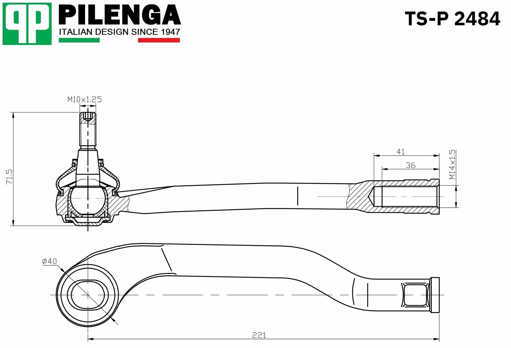 Наконечник Рул. тяги Лев. renault Duster(Pilenga Ts-P 2484)
