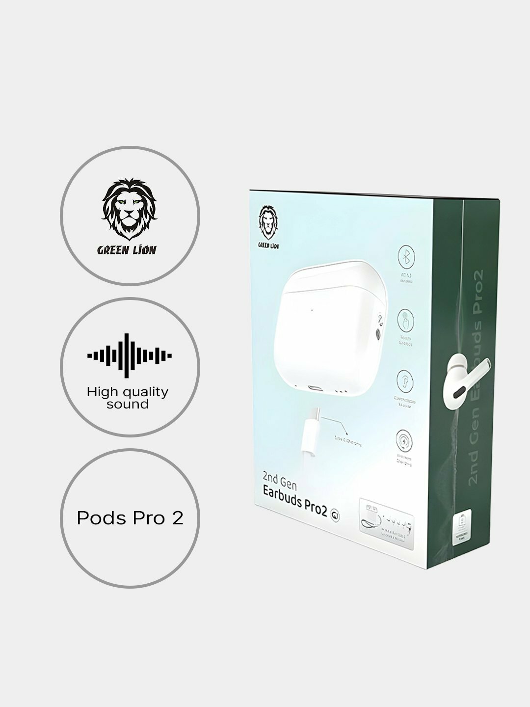 Наушники беспроводные Green Lion Earbuds Pro G1, Bluetooth 5.2, крепление на ухе