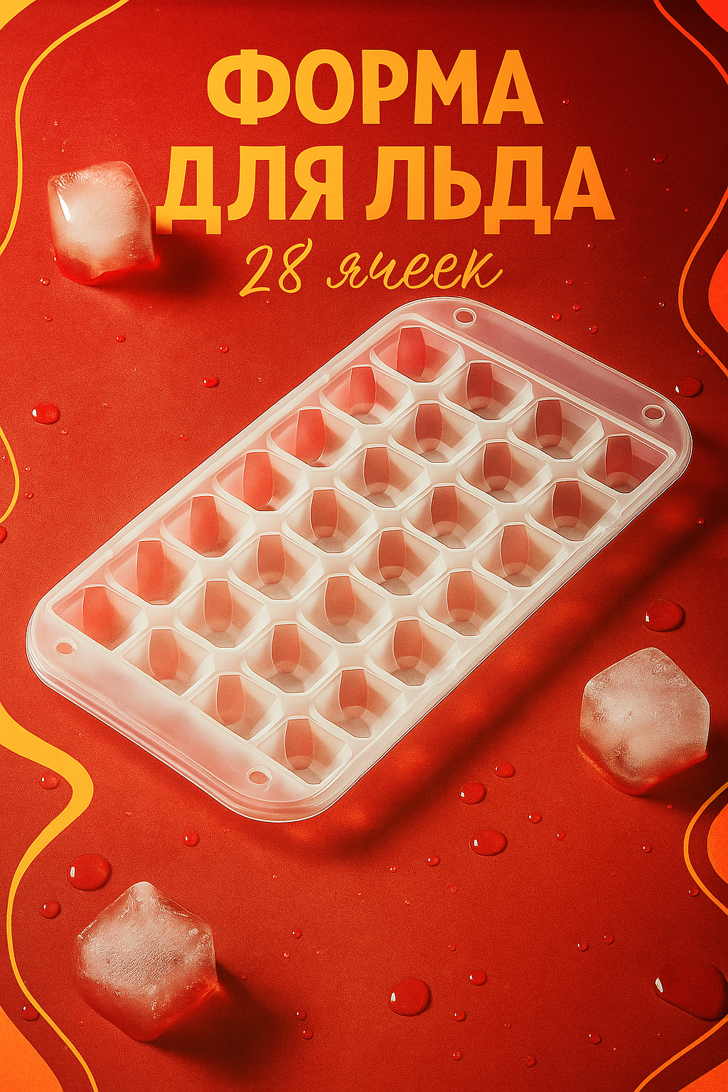 Форма для льда и шоколада «Сапфир», 28 ячеек, 24×12,7×2 см, цвет прозрачный