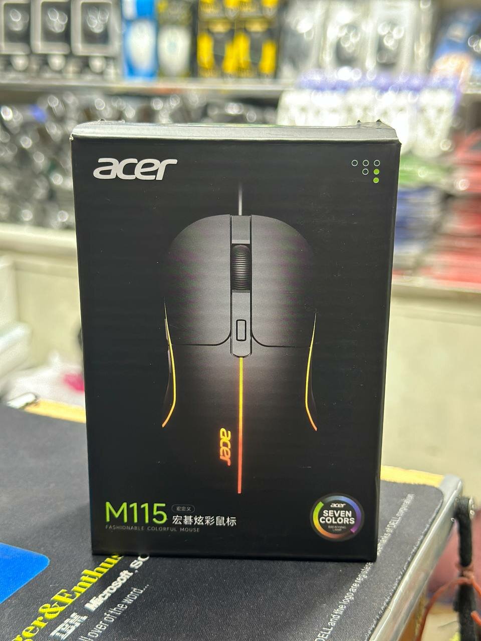 Игровая мышь Acer M115, проводная, RGB, бесшумные нажатия, для правши и левши