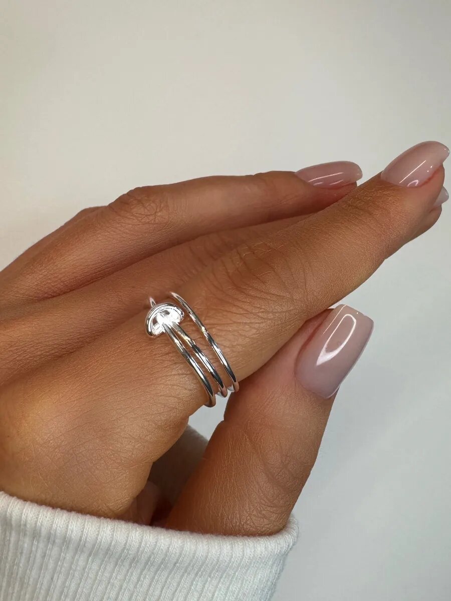 Кольцо, безразмерное, серебристый — фото 1