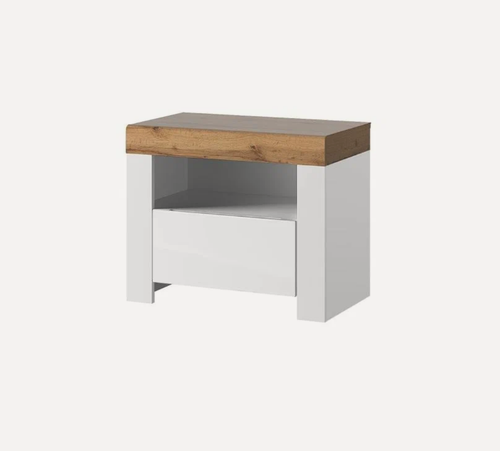 Изображение товара Тумба прикроватная Anrex Taurus 1SN, 50 x 35.7 x 60.2 см, цвет: белый глянец/дуб вотан