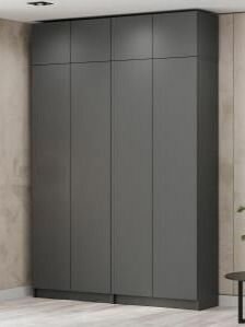 ARNIKA Шкаф распашной для одежды с антресолью, 160х38х200см, графит серый