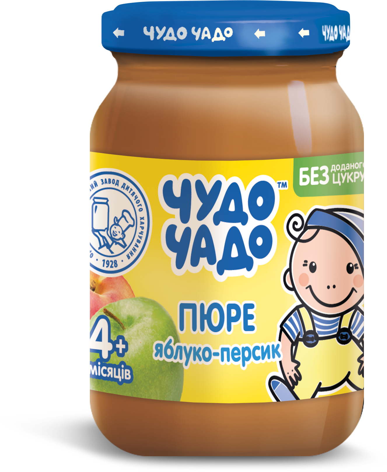Фруктовое пюре «Чудо-Чадо» из яблок и персиков без сахара, для детей с 4 месяцев, 170 г