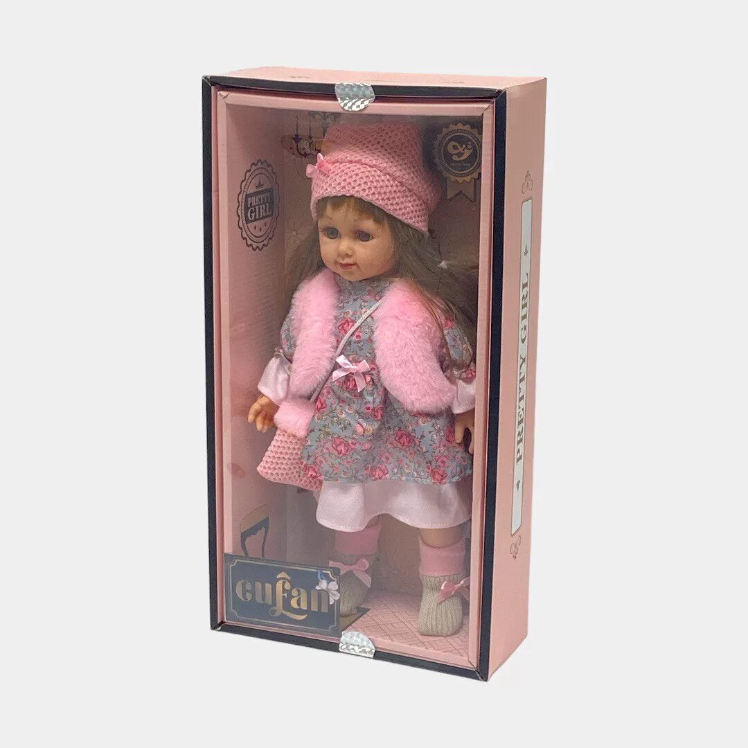 Кукла CUFAN детская мягкая в цветочном платье с шапочкой 30 см. Код. 02547