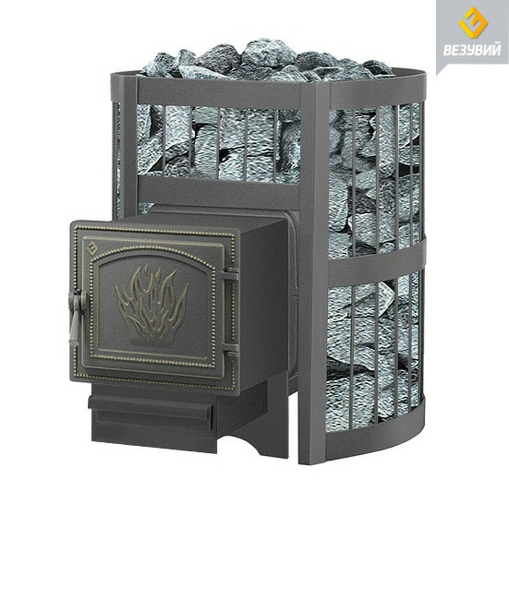 Печь банная Везувий Легенда Стандарт 12 ДТ-3 топка из 3 элементов чугунная дверца