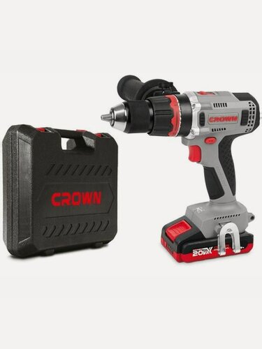 Изображение товара Дрель шуруповерт аккумуляторная CROWN CT21090HMX-4 BMC, 20В, 4Ач*2 шт Li-ion, кейс, зу