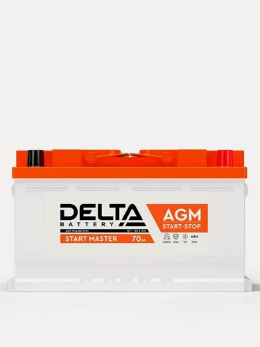 Изображение товара Аккумуляторная батарея Delta START MASTER 70 Ah AGM белый/оранжевый