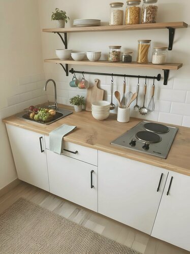 Изображение товара Кухонный гарнитур VITAMIN модульный шкаф с ящиком и полкой, без столешницы, ЛДСП, цвет "Белый" ширина 40 см.