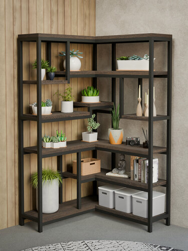 Изображение товара Стеллаж Landloft "Дуглас" Loft, открытый, угловой, цвет венге винтаж