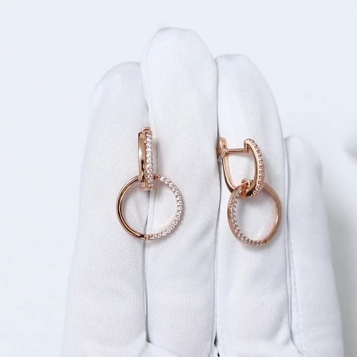 Серьги Diamant online, серебро, 925 проба, золочение, фианит, длина 2.6 см, , прозрачный — фото 1