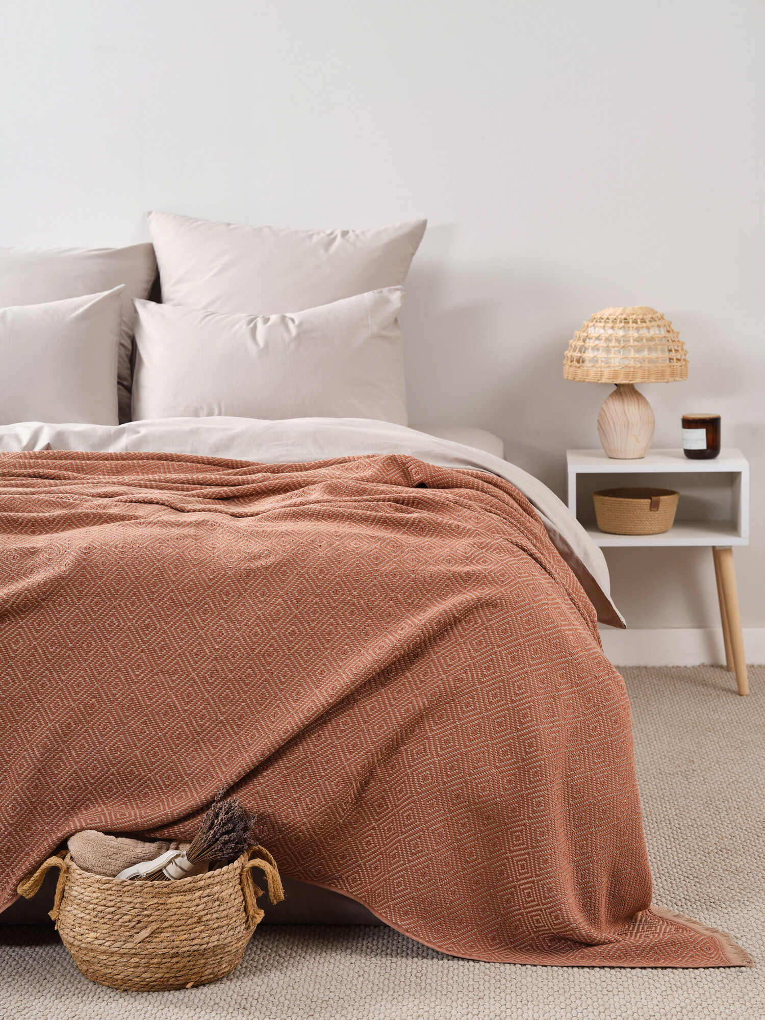 Плед Ночь Нежна 200х220 Коричнево-кофейный 100% хлопок