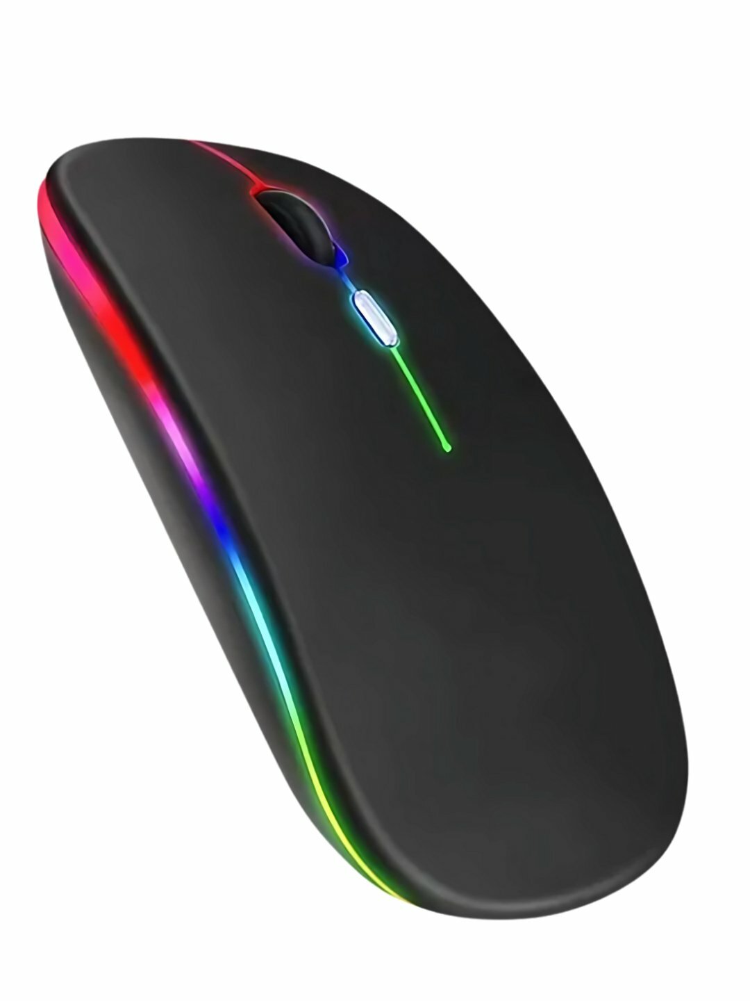Беспроводная компьютерная мышь с RGB подсветкой, перезаряжаемая, черная