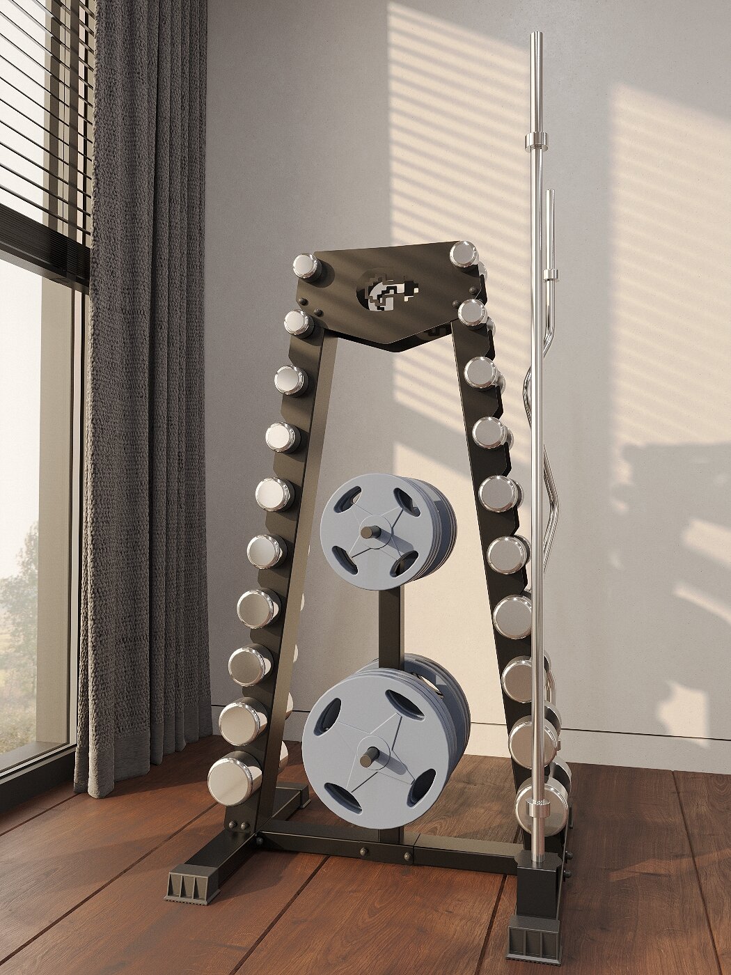 Стойка для хранения гантелей, дисков и грифов Domsen Ds49\d25мм